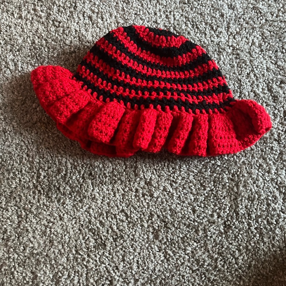 Red and Black Striped Kids Hat